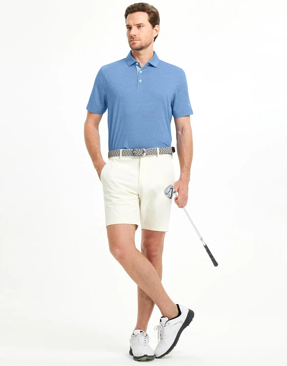 M MAELREG Golf Shirts for Men Dry Fit Short Sleeve Performance Moisture Wicking Heather Jacquard Active Mens Polo Shirts