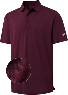 M MAELREG Golf Shirts for Men Dry Fit Short Sleeve Performance Moisture Wicking Heather Jacquard Active Mens Polo Shirts