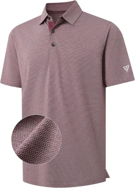M MAELREG Golf Shirts for Men Dry Fit Short Sleeve Performance Moisture Wicking Heather Jacquard Active Mens Polo Shirts