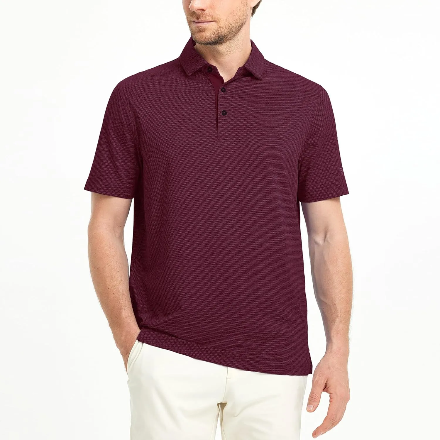 M MAELREG Golf Shirts for Men Dry Fit Short Sleeve Performance Moisture Wicking Heather Jacquard Active Mens Polo Shirts