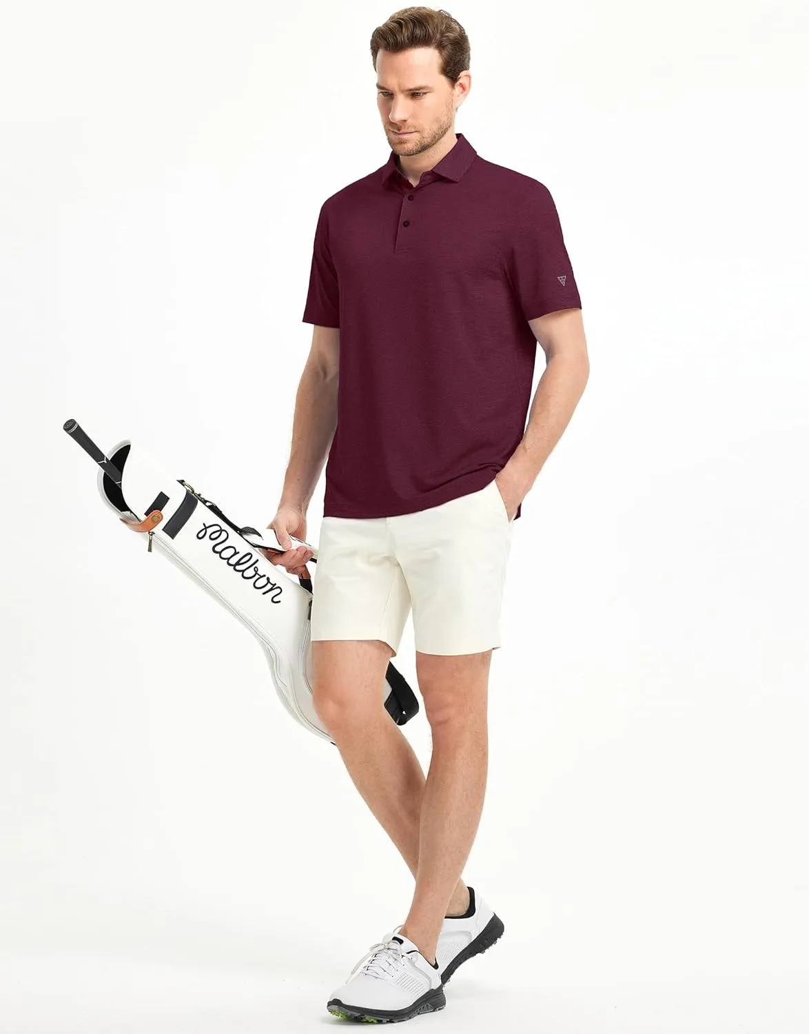 M MAELREG Golf Shirts for Men Dry Fit Short Sleeve Performance Moisture Wicking Heather Jacquard Active Mens Polo Shirts