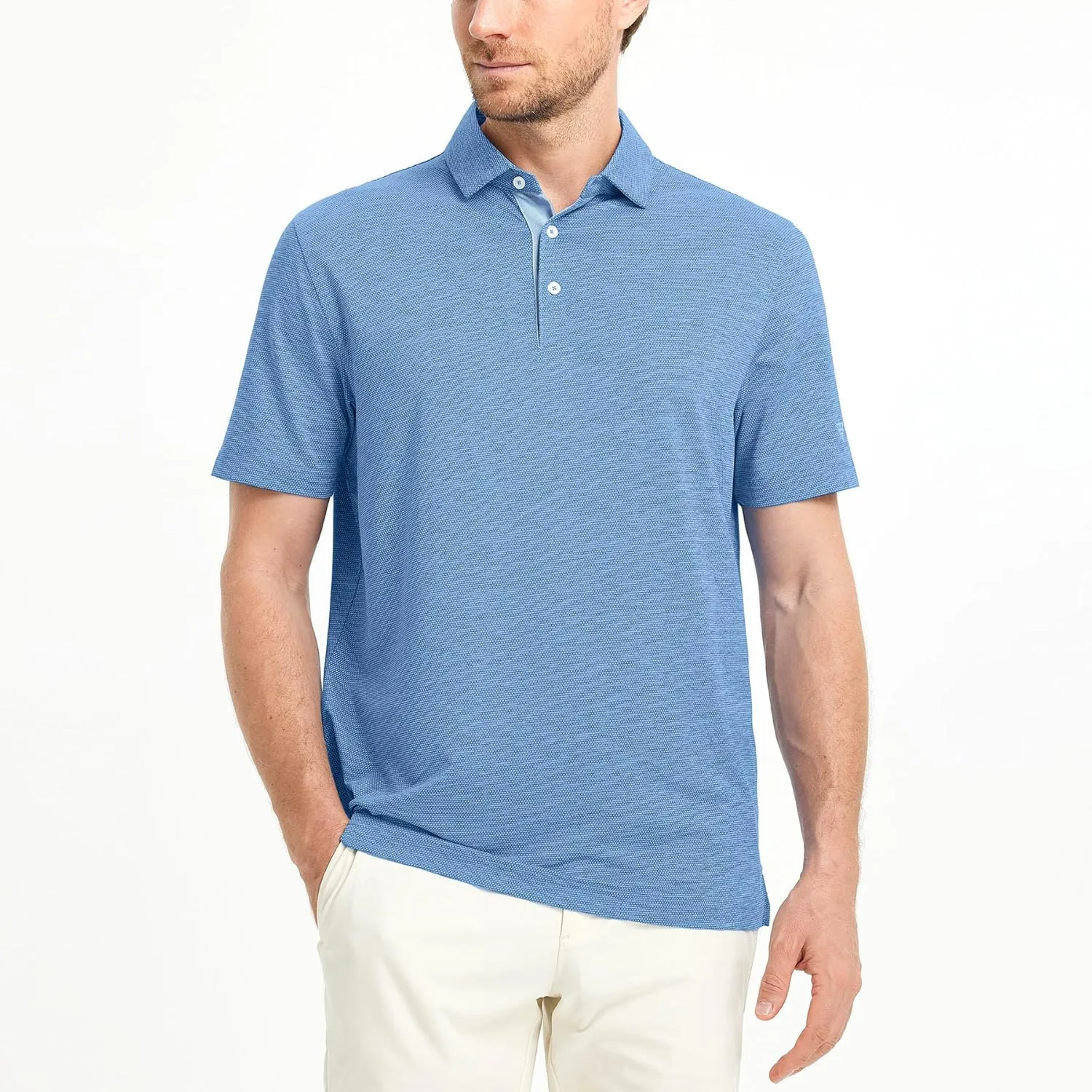 M MAELREG Golf Shirts for Men Dry Fit Short Sleeve Performance Moisture Wicking Heather Jacquard Active Mens Polo Shirts