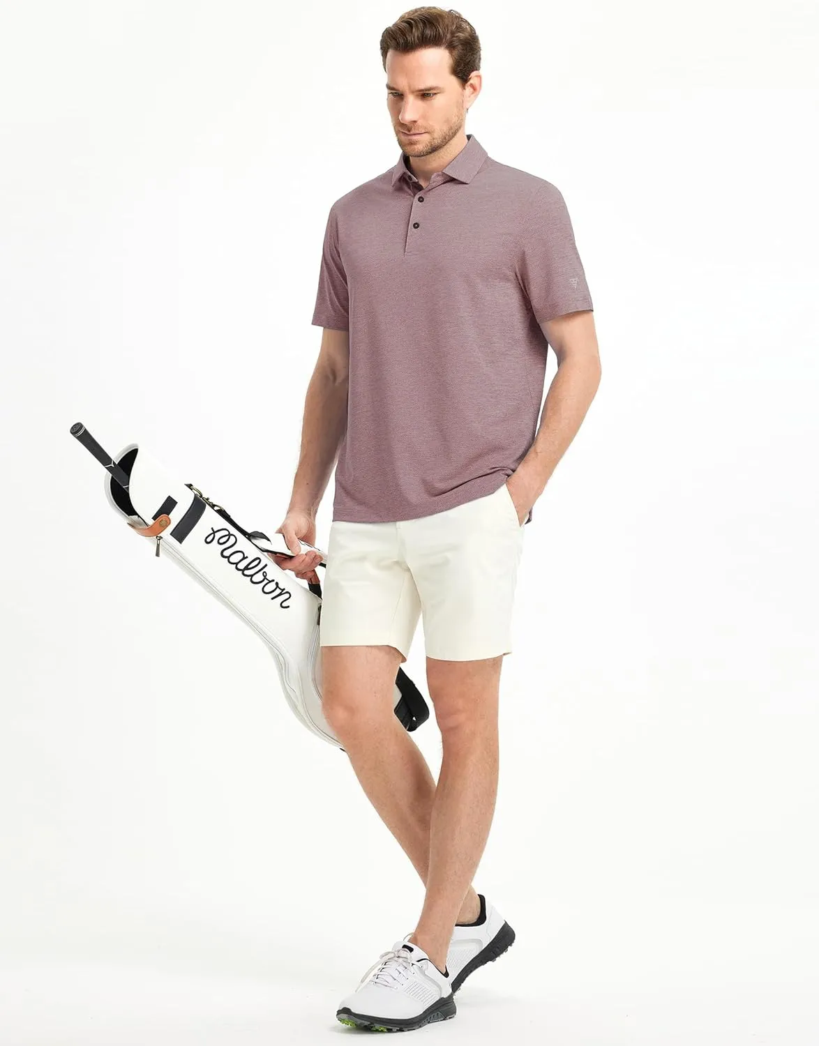 M MAELREG Golf Shirts for Men Dry Fit Short Sleeve Performance Moisture Wicking Heather Jacquard Active Mens Polo Shirts