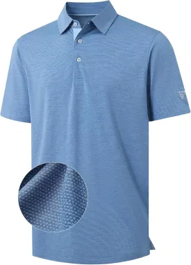 M MAELREG Golf Shirts for Men Dry Fit Short Sleeve Performance Moisture Wicking Heather Jacquard Active Mens Polo Shirts