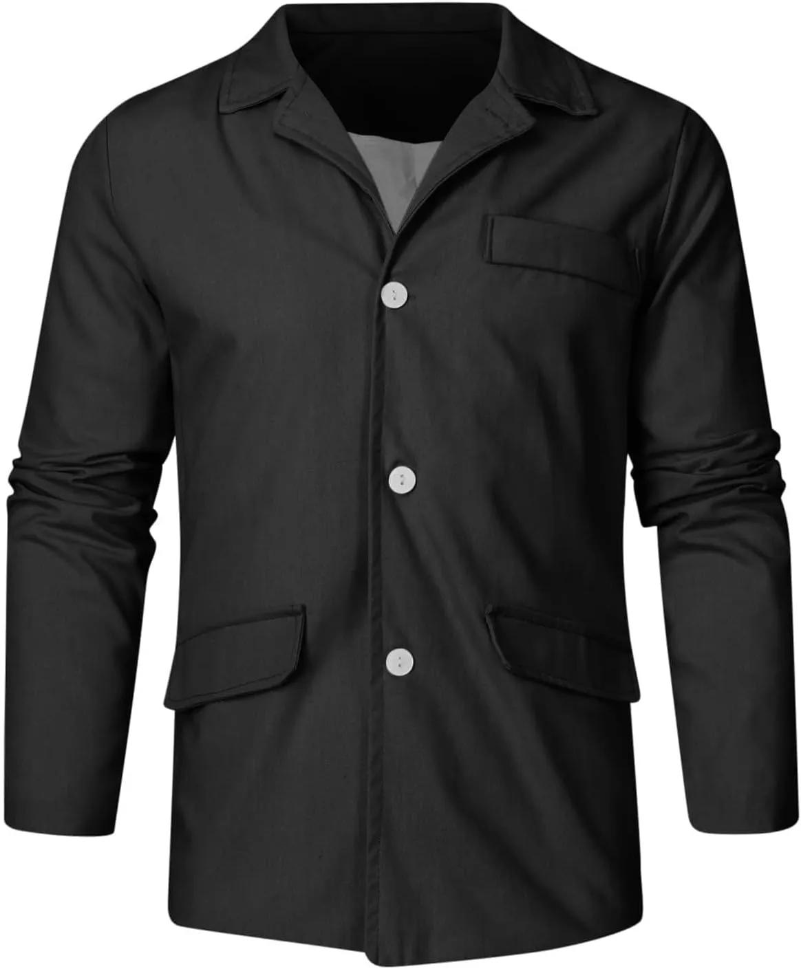 Men's Casual Shirt Jacket Cotton Linen Shacket Loose Fit Long Sleeve Button-Down Overshirt Soft Lightweight Work Coat