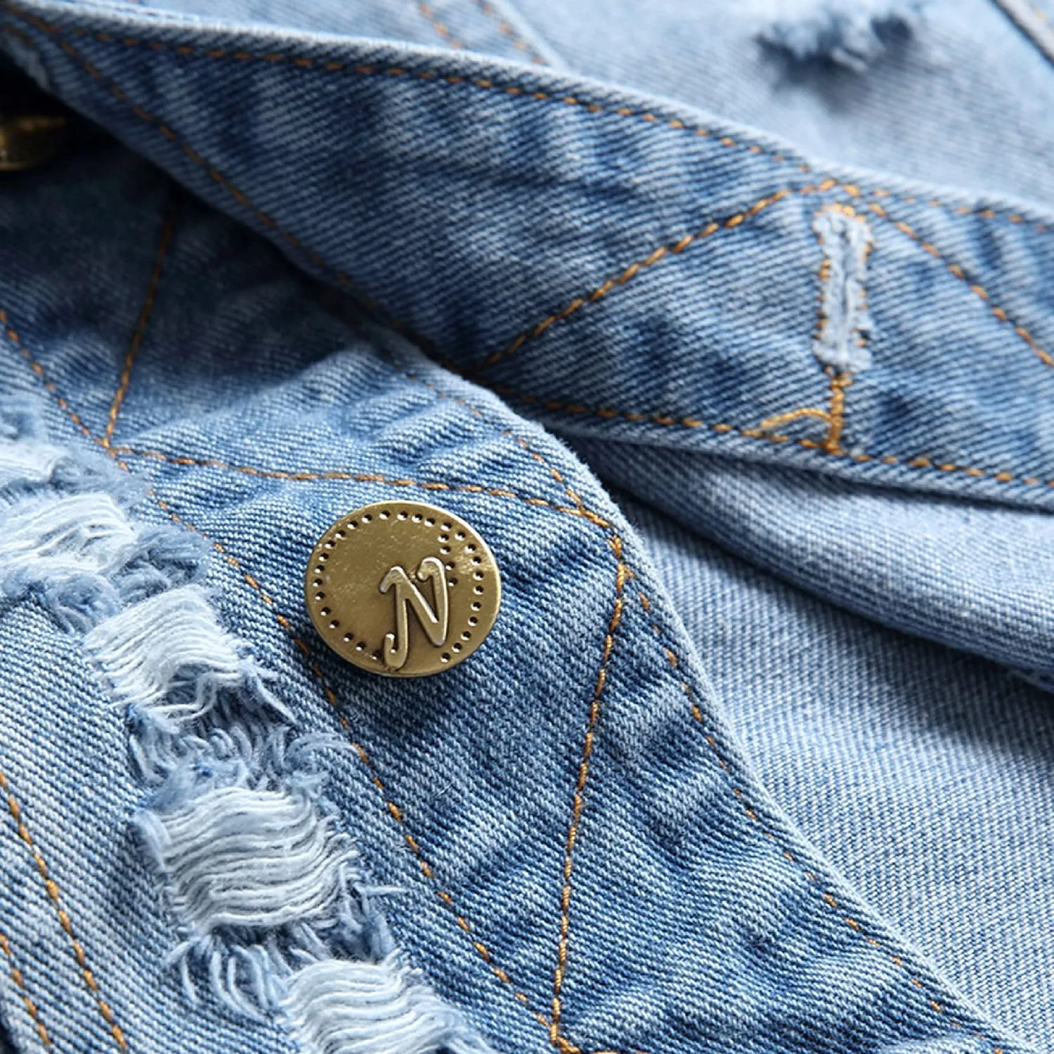 Men's Denim Vest,Sleeveless Jacket Slim Fit Vintage Casual Ripped Summer Jean Vest for Men