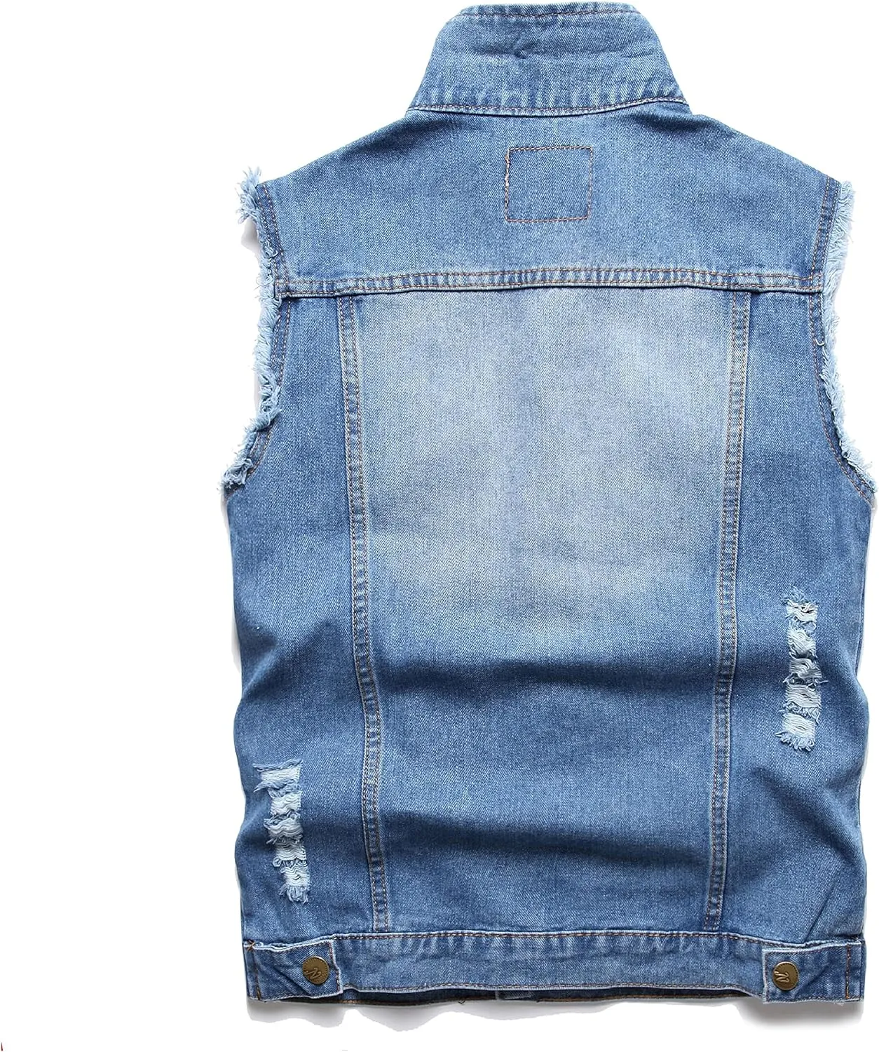 Men's Denim Vest,Sleeveless Jacket Slim Fit Vintage Casual Ripped Summer Jean Vest for Men