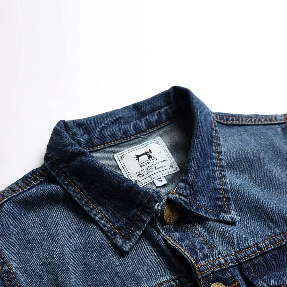 Men's Denim Vest,Sleeveless Jacket Slim Fit Vintage Casual Ripped Summer Jean Vest for Men