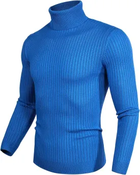 Mens Turtleneck Sweater Slim Fit Soft Knitted Basic Pullover Sweater