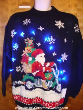 Motorcycle Santa Ugly Christmas Sweater with Lights