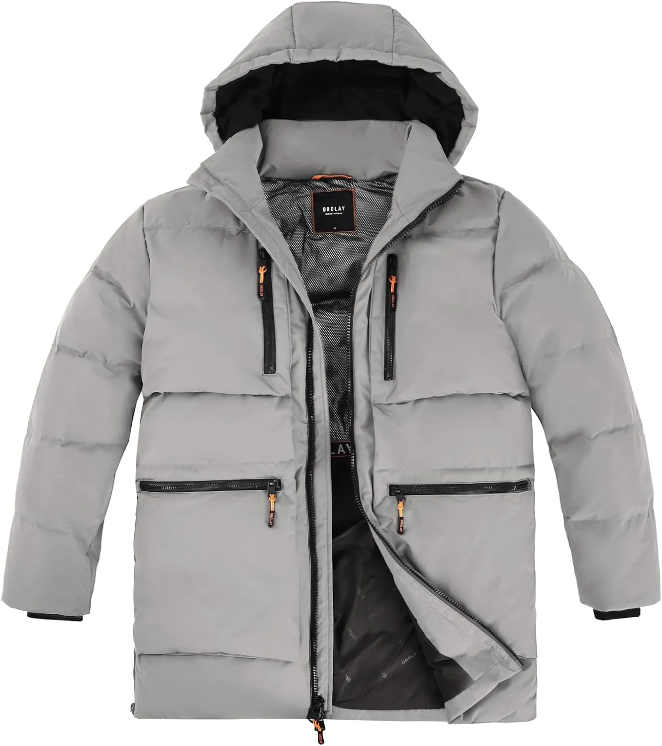 Orolay Men's Thickened Down Jacket Hooded Winter Puffer Jacket with 6 Pockets