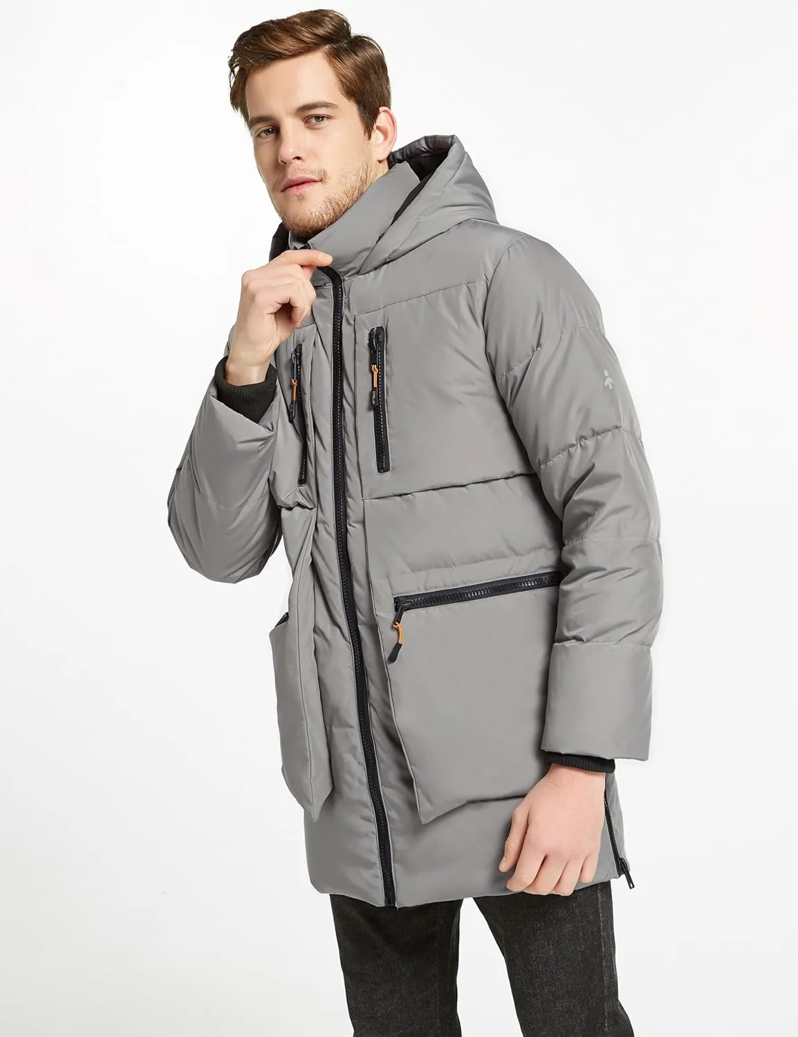 Orolay Men's Thickened Down Jacket Hooded Winter Puffer Jacket with 6 Pockets