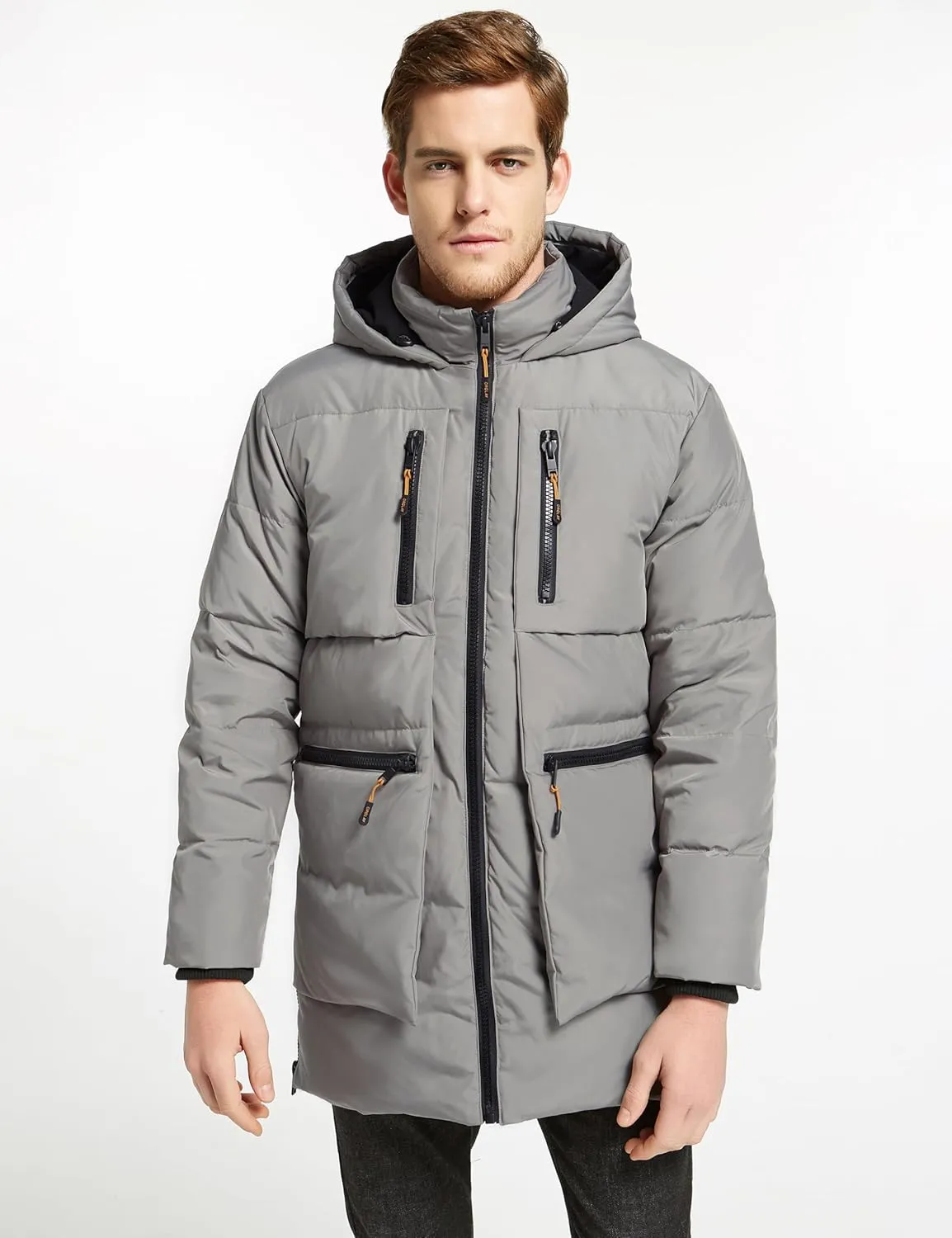 Orolay Men's Thickened Down Jacket Hooded Winter Puffer Jacket with 6 Pockets