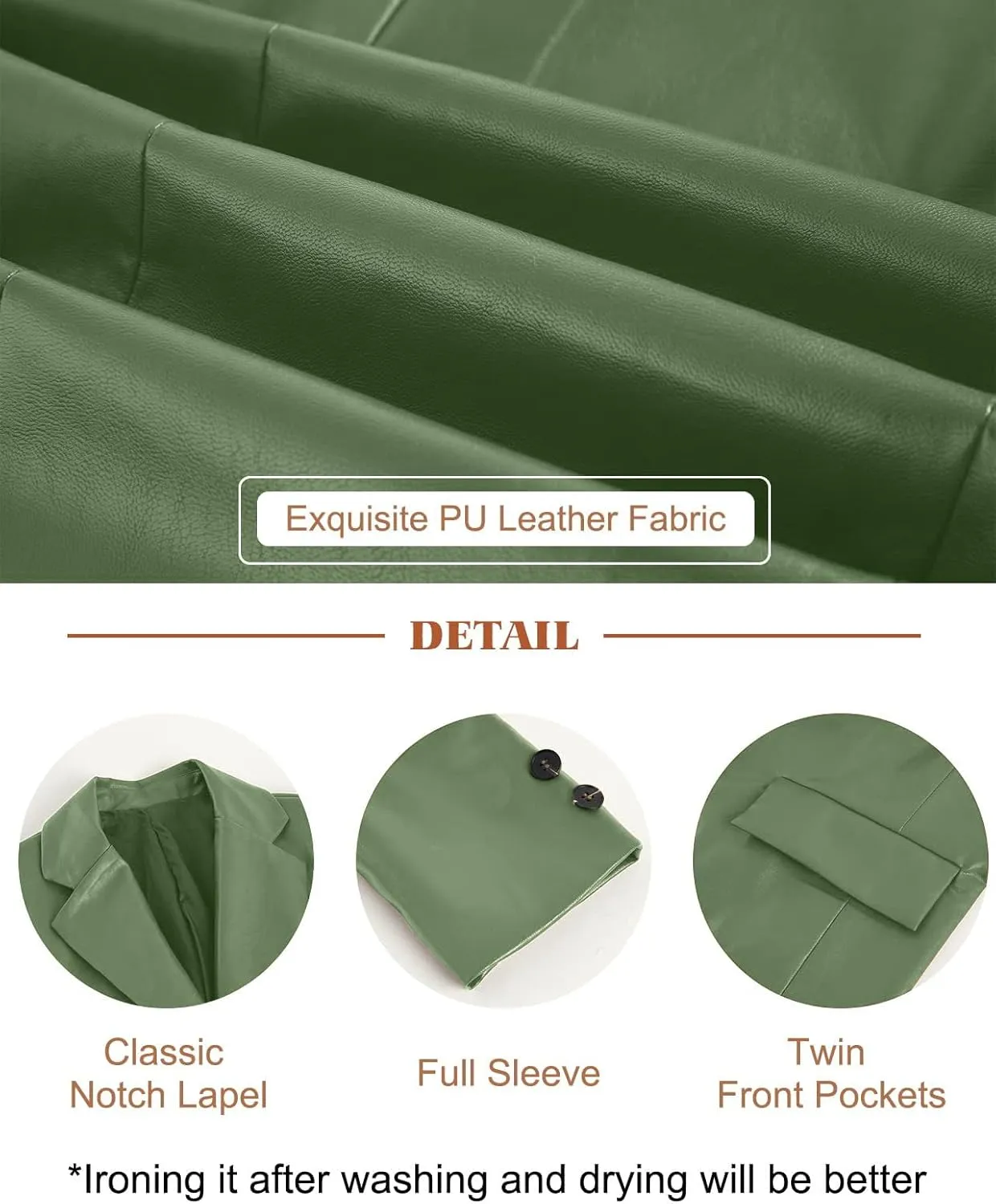 Pepochic Womens Oversized Leather Jacket Long Sleeve Faux Leather Blazer Lapel Button Down Leather Shacket Coat with Pockets