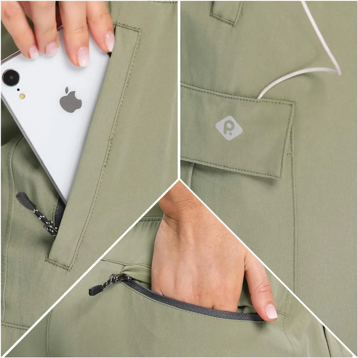 RlaGed Womens Cargo Hiking Pants Lightweight Joggers Quick Dry Water Resistant Outdoor Fishing UPF 50 Zipper Pockets