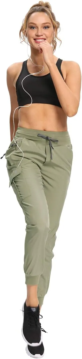 RlaGed Womens Cargo Hiking Pants Lightweight Joggers Quick Dry Water Resistant Outdoor Fishing UPF 50 Zipper Pockets