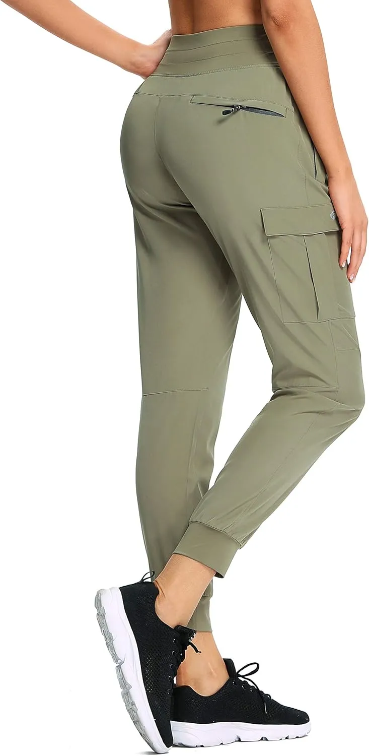 RlaGed Womens Cargo Hiking Pants Lightweight Joggers Quick Dry Water Resistant Outdoor Fishing UPF 50 Zipper Pockets