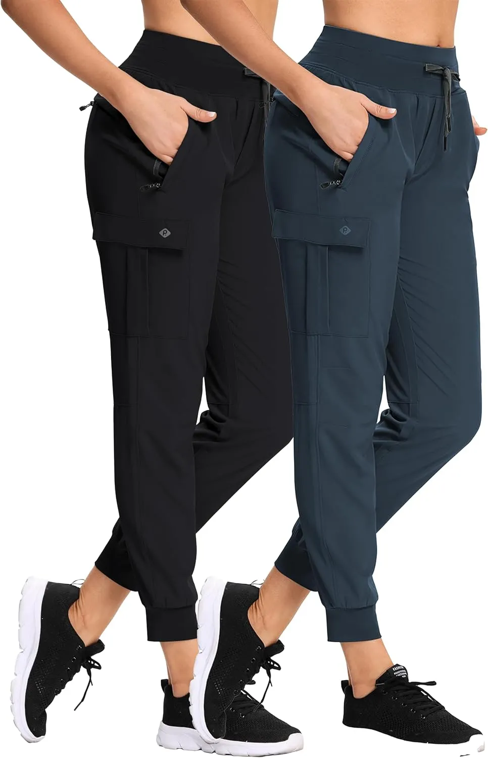 RlaGed Womens Cargo Hiking Pants Lightweight Joggers Quick Dry Water Resistant Outdoor Fishing UPF 50 Zipper Pockets