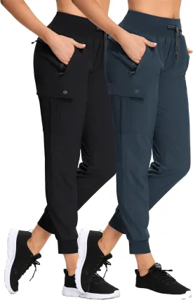 RlaGed Womens Cargo Hiking Pants Lightweight Joggers Quick Dry Water Resistant Outdoor Fishing UPF 50 Zipper Pockets