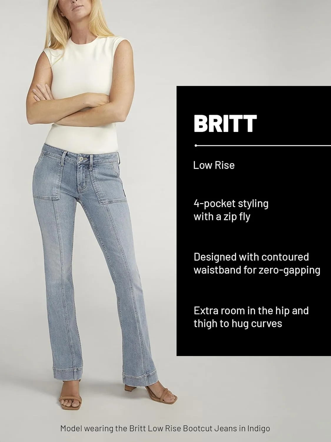 Silver Jeans Co. Women's Britt Low Rise Curvy Fit Bootcut Jeans