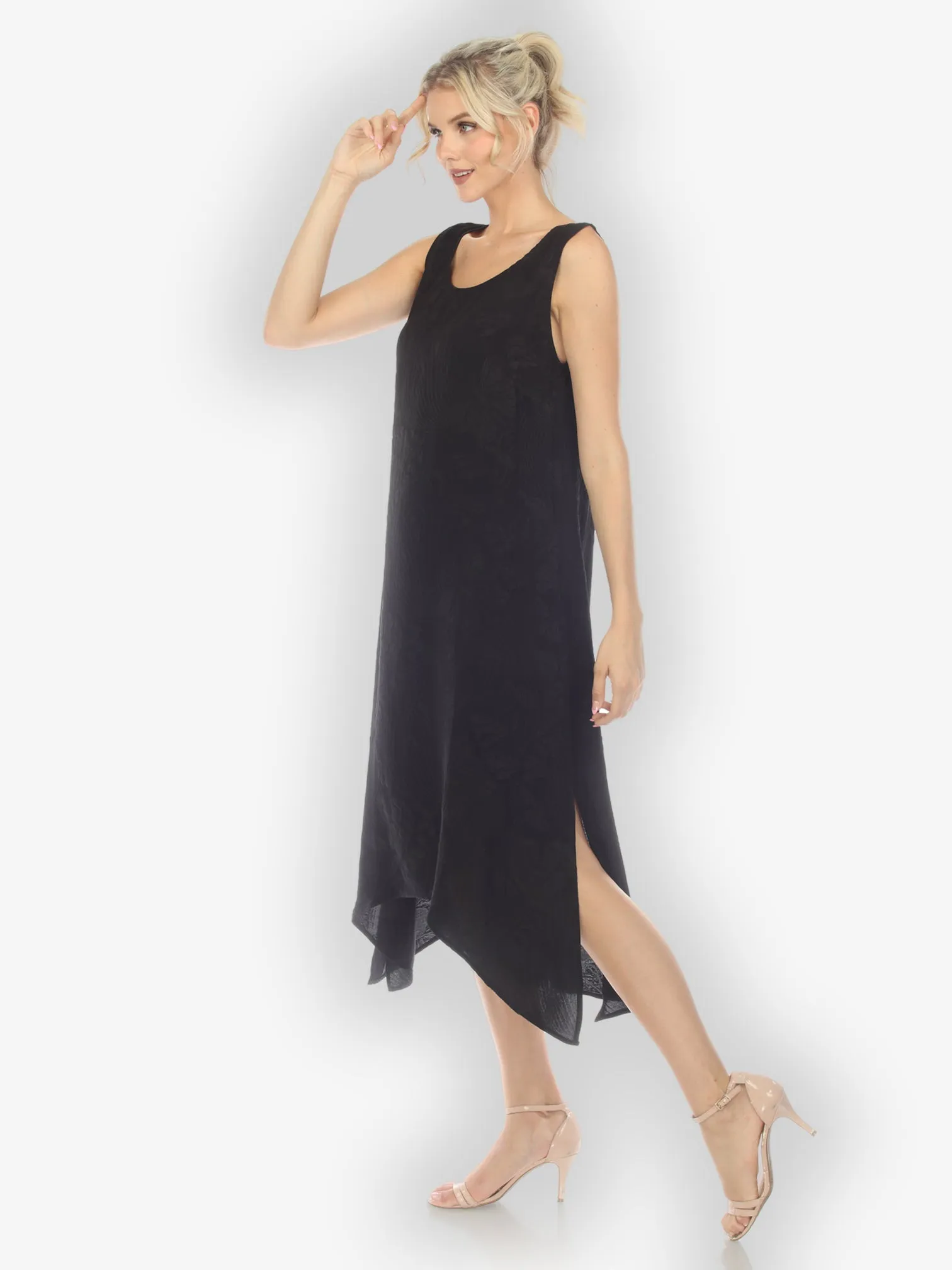Solid Black Silk Tank Dress