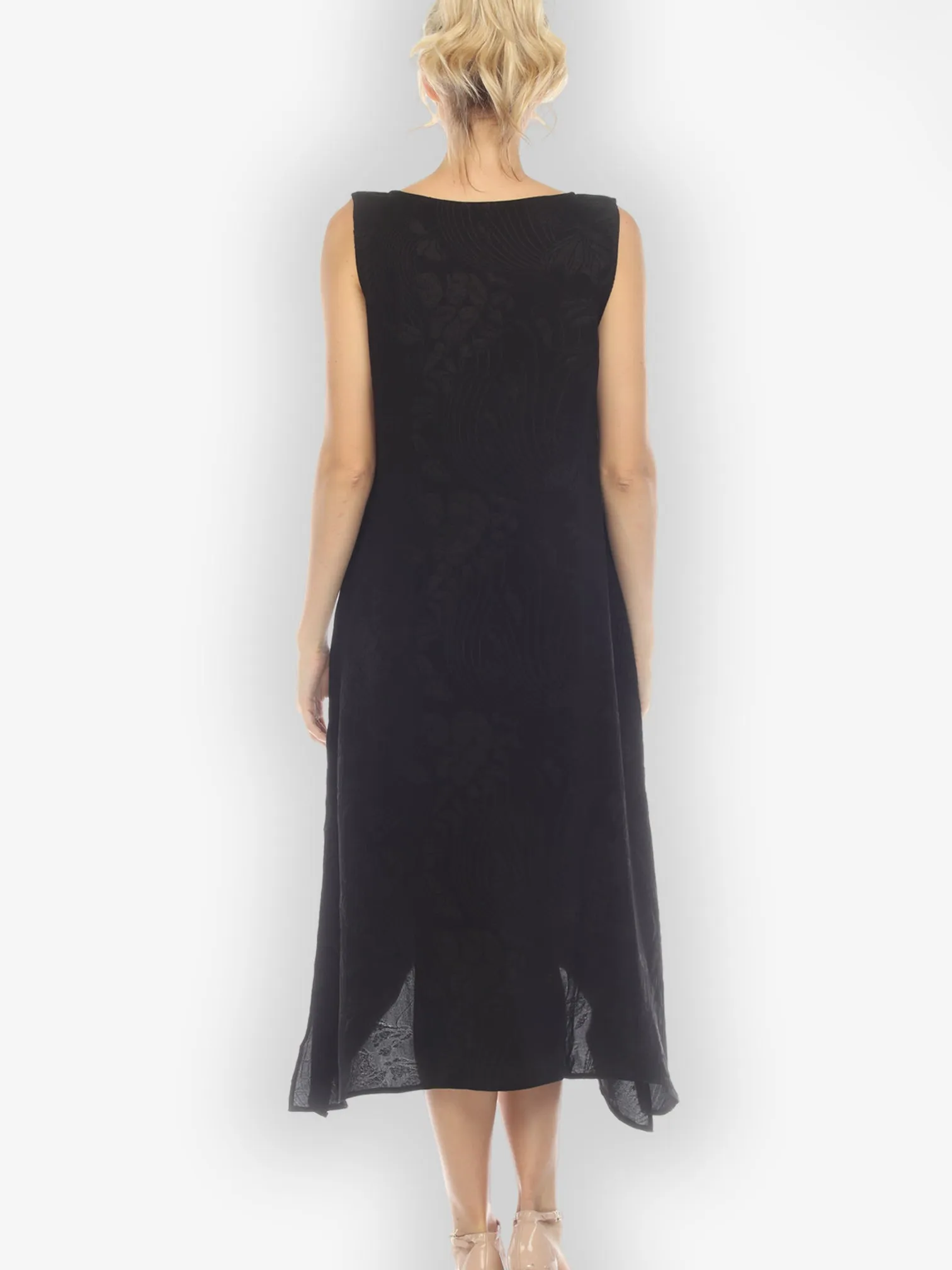 Solid Black Silk Tank Dress