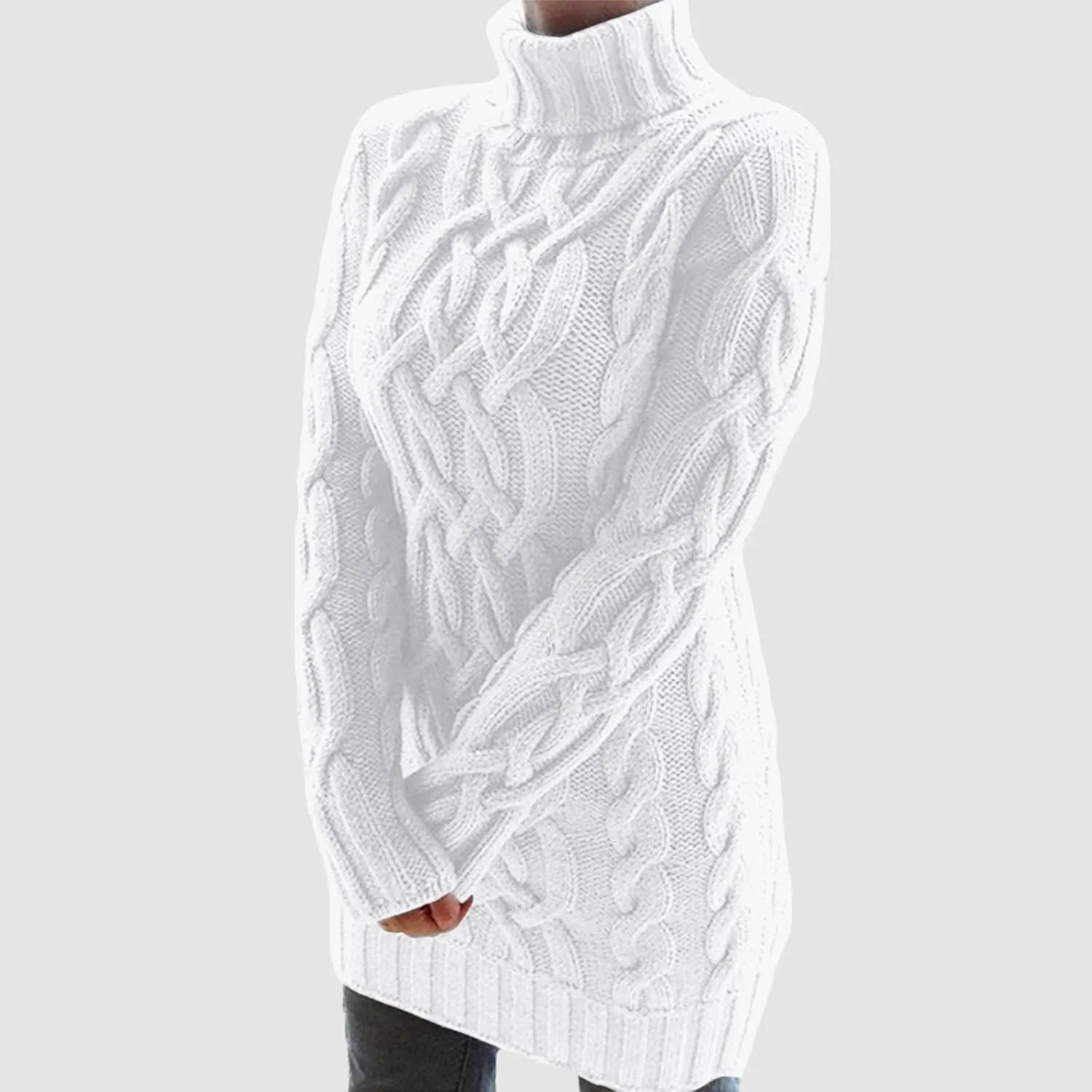 Sweater Dress for Women Oversized Crewneck Long Sleeve Mini Dress Solid Chunky Knit Sweater 2024 Fall Winter Pullover