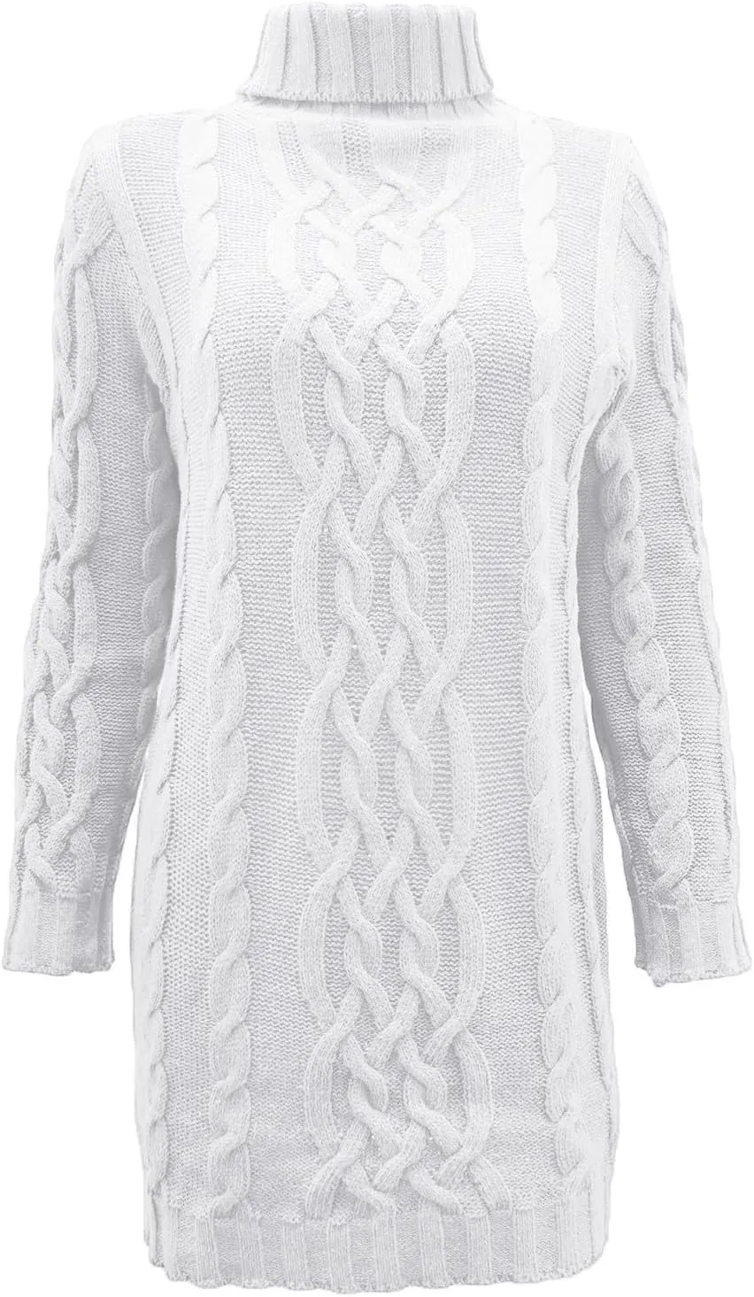 Sweater Dress for Women Oversized Crewneck Long Sleeve Mini Dress Solid Chunky Knit Sweater 2024 Fall Winter Pullover