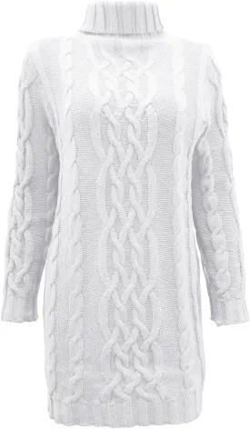 Sweater Dress for Women Oversized Crewneck Long Sleeve Mini Dress Solid Chunky Knit Sweater 2024 Fall Winter Pullover