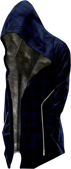Thickened Zipper Winter Jackets With Hood Plaid Print Long Sleeve Plus Size Heavyweight Warm Fleece Jacket, M-6XL
