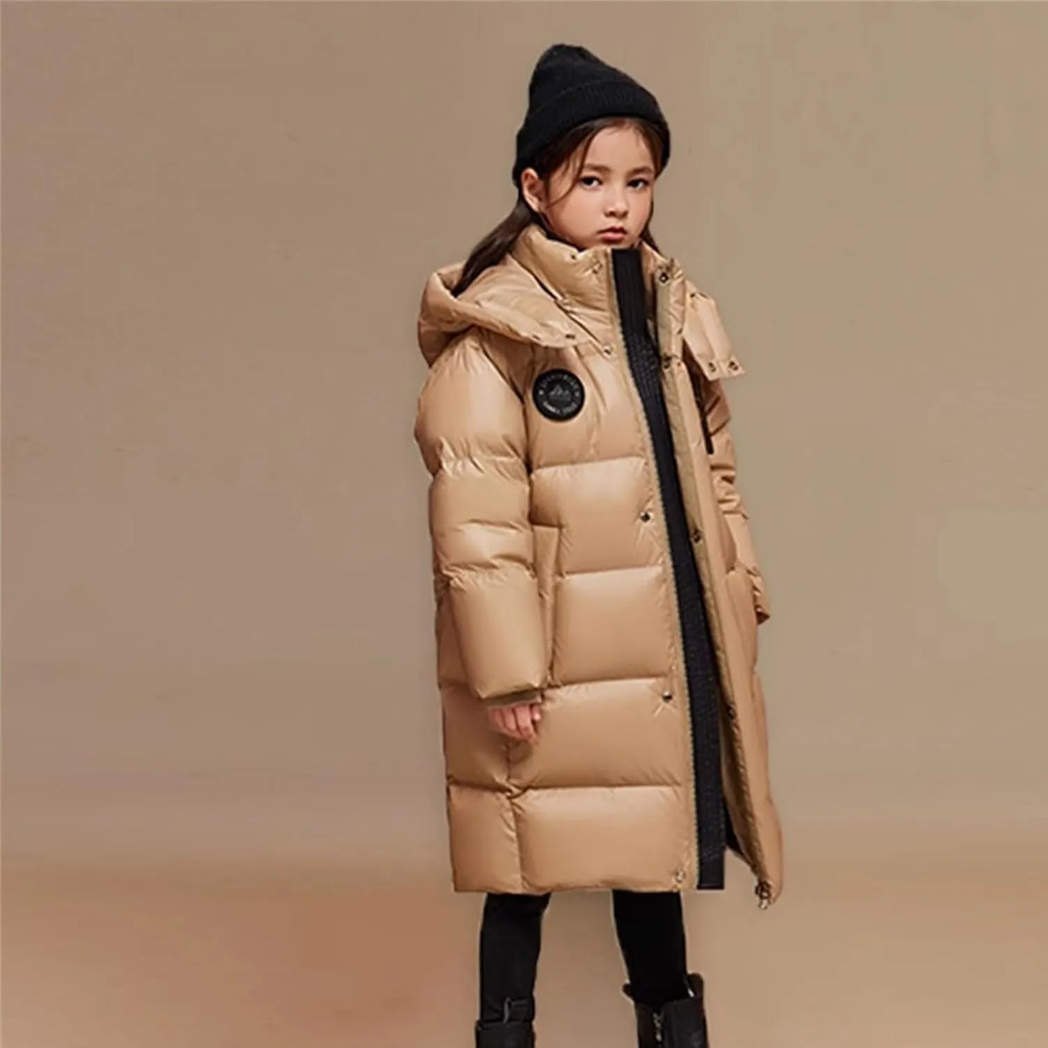 ToddlBy Boys Girls Long Puffer Down Jacket Kids Hooded Down Winter Coat Thick Warm Coat Parka Padded Jacket