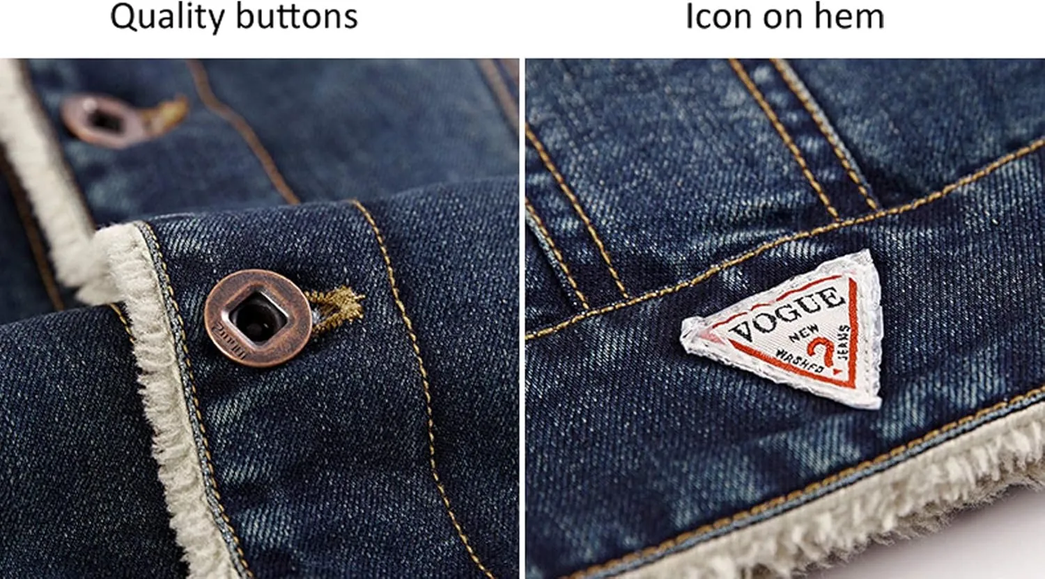 TRENDY XU Men's Slim Fit Fleece Faux Fur Lined Jean Coat For Winter