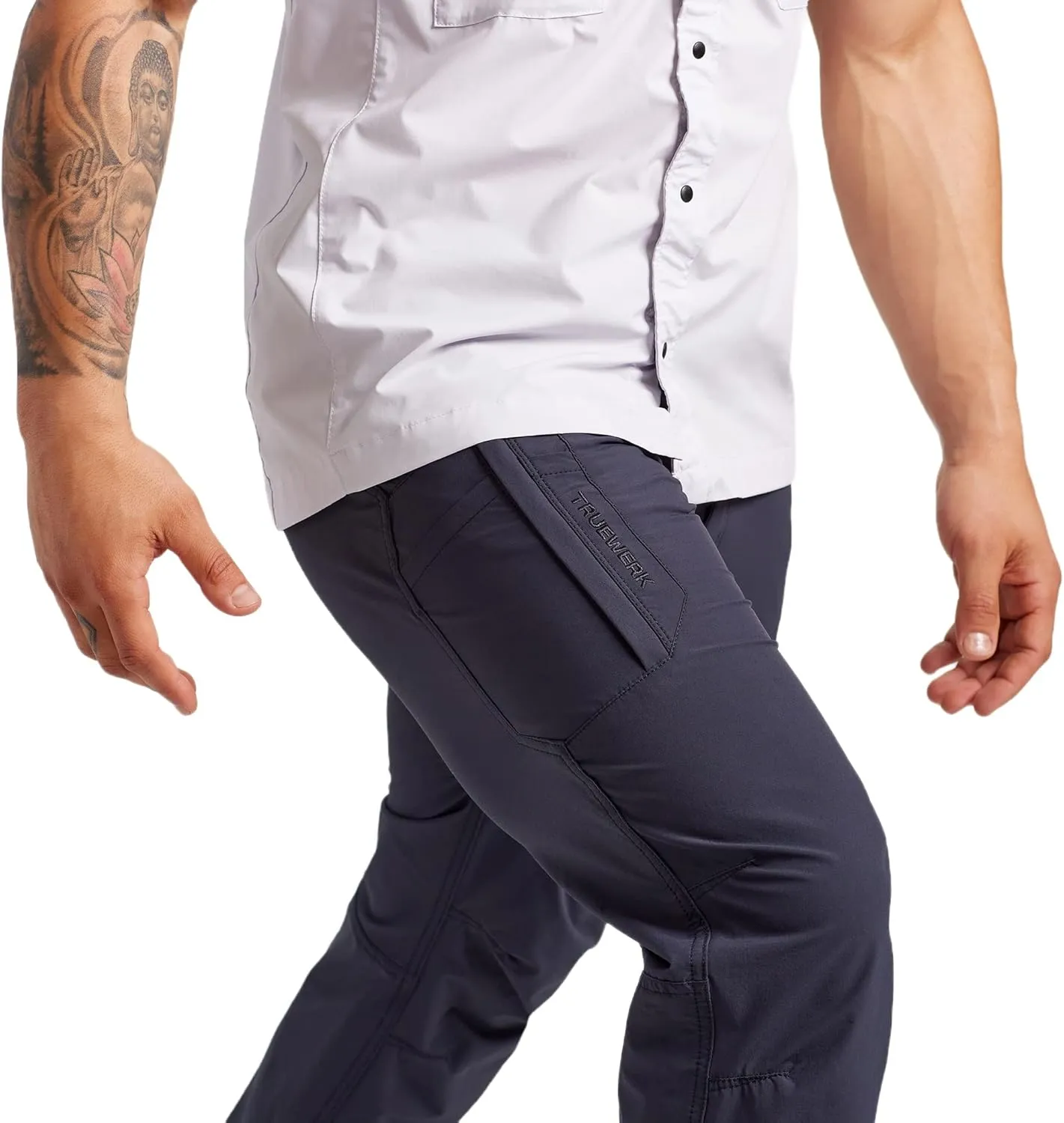 TRUEWERK Mens Work Pants - T1 WerkPants Relaxed Fit, Lightweight, Moisture Wicking, Tactical Cargo Pants with 4-Way Stretch