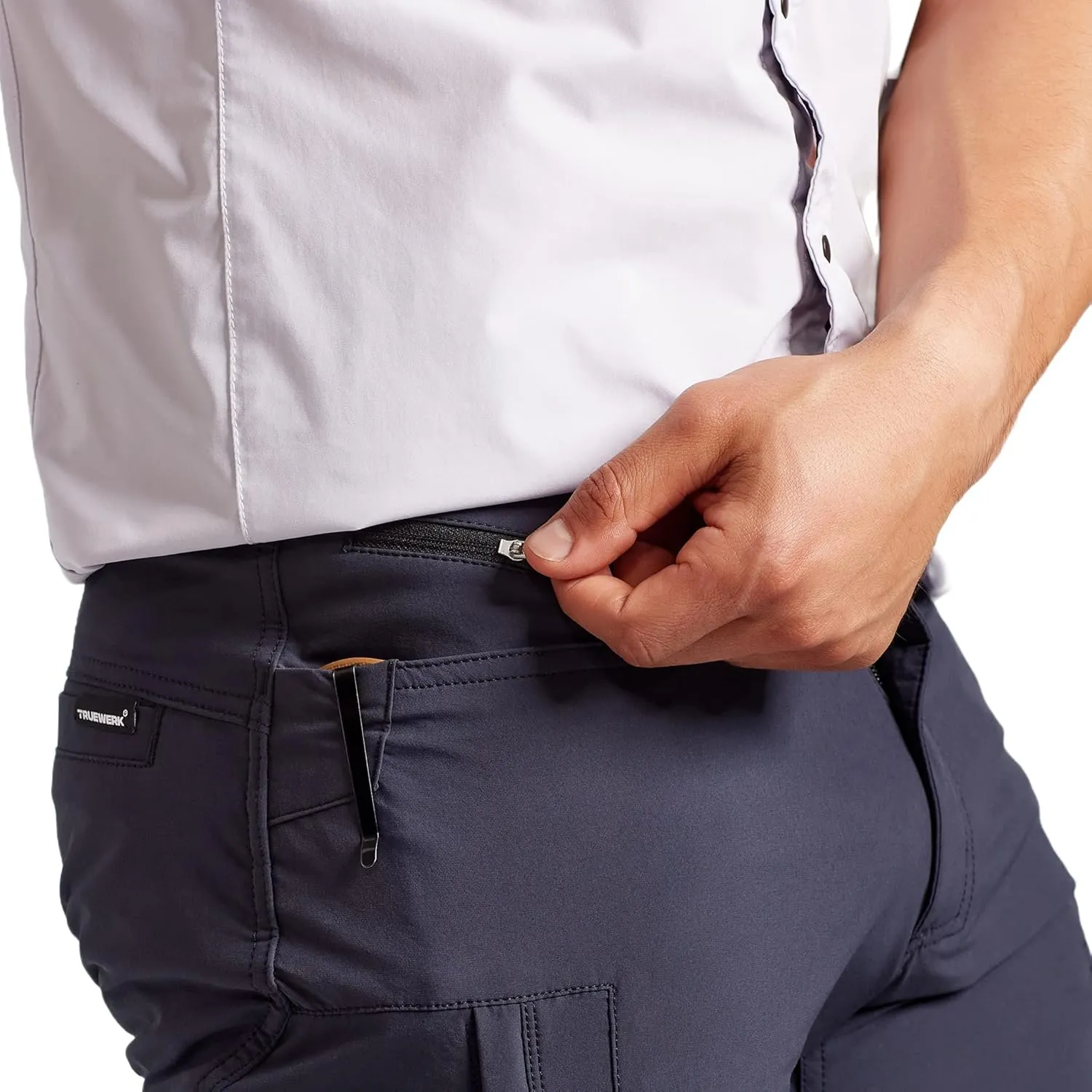 TRUEWERK Mens Work Pants - T1 WerkPants Relaxed Fit, Lightweight, Moisture Wicking, Tactical Cargo Pants with 4-Way Stretch