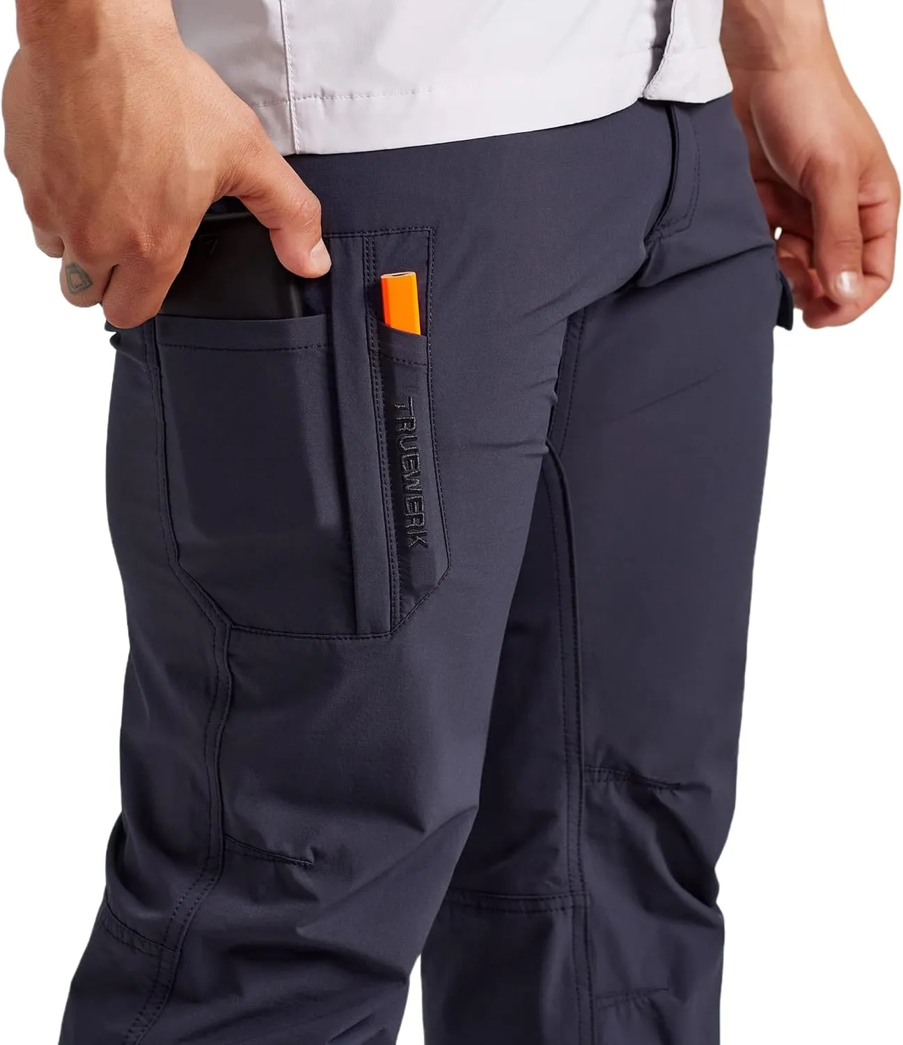 TRUEWERK Mens Work Pants - T1 WerkPants Relaxed Fit, Lightweight, Moisture Wicking, Tactical Cargo Pants with 4-Way Stretch