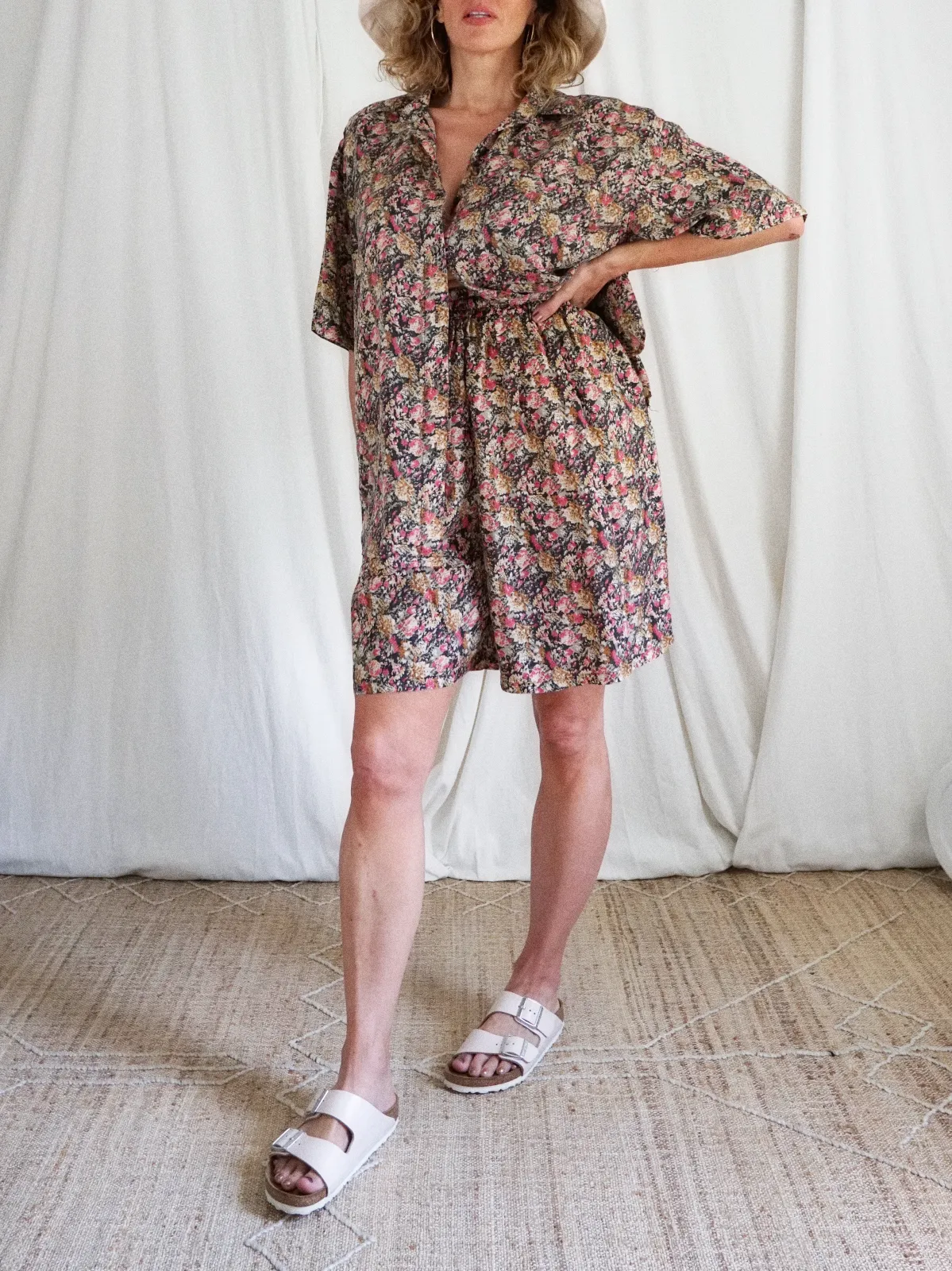 Vintage Silk Floral Short Set
