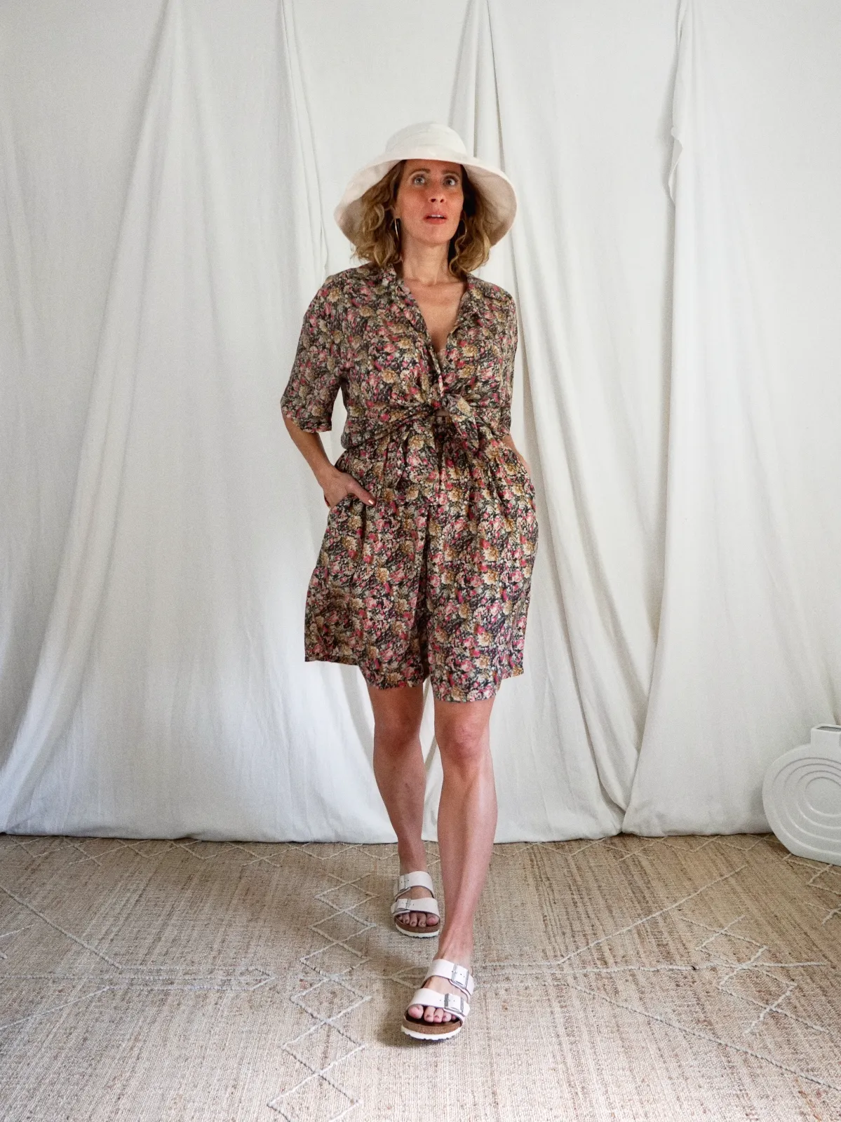 Vintage Silk Floral Short Set