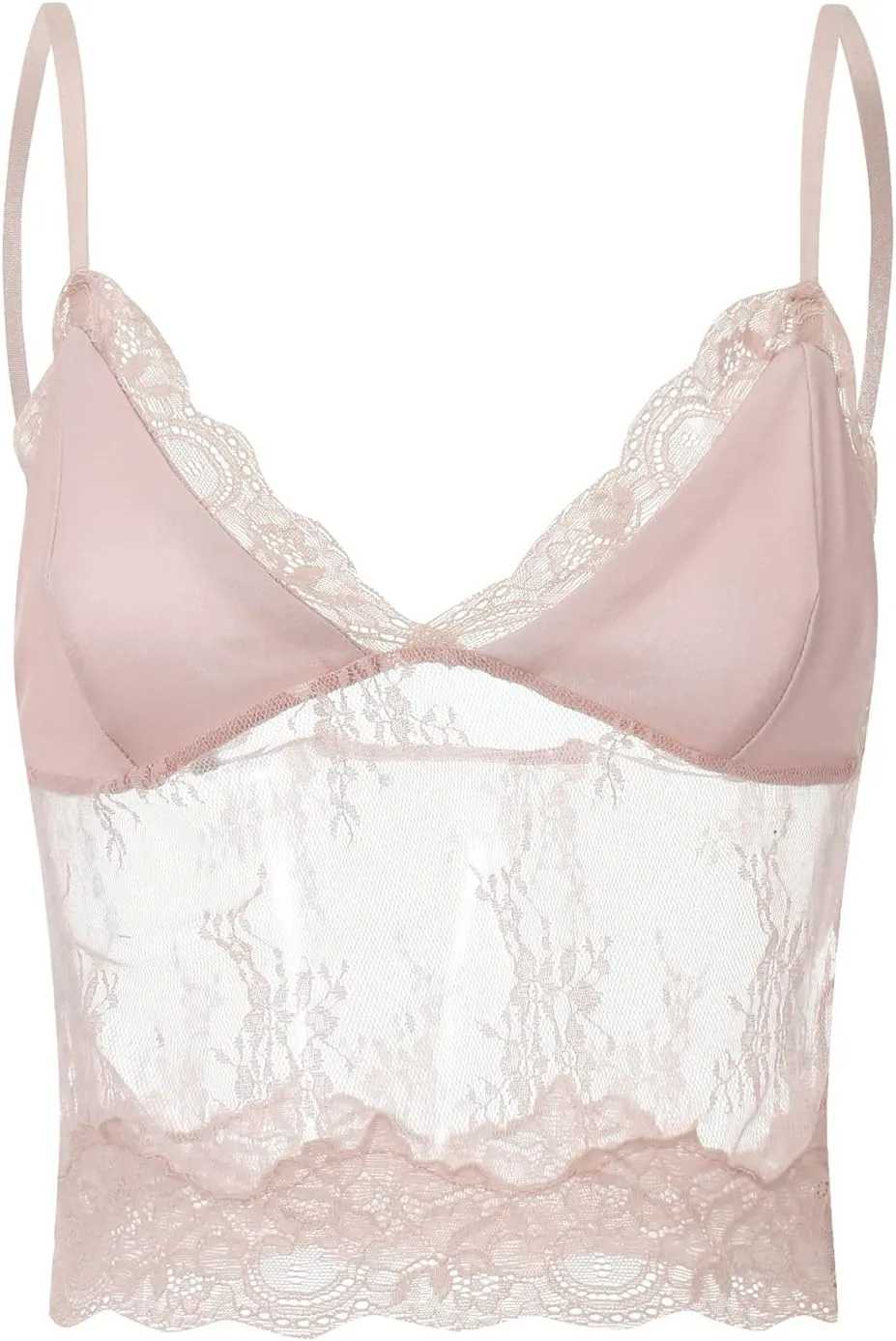 Women Y2k Spaghetti Strap Camisole Crop Top Mesh See Through Slim Fit Tank Top Going Out Shirt Vest Tops Streetwear