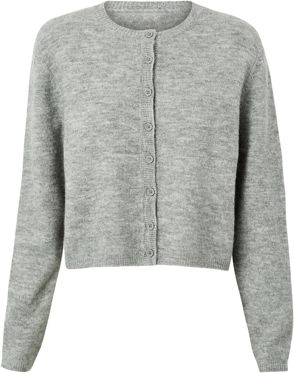 Women's Casual Crop Knit Cardigan Y2K Open Front Button Down Crop Sweater Cardigan Crew Neck Fall Tops Streetwear