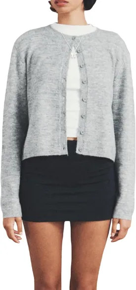 Women's Casual Crop Knit Cardigan Y2K Open Front Button Down Crop Sweater Cardigan Crew Neck Fall Tops Streetwear