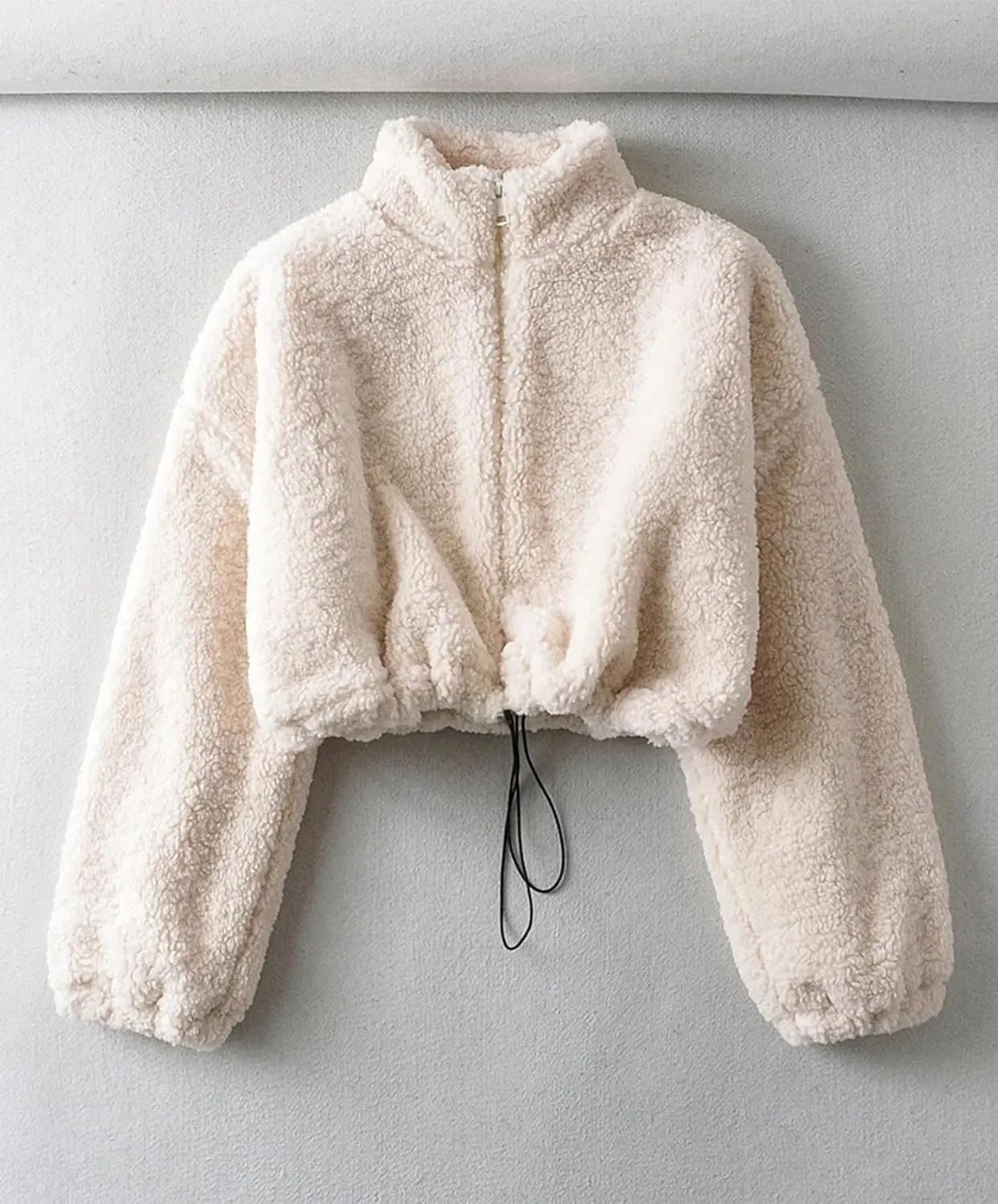 Womens Oversized Sweatshirts Zip Up Fluffy Fuzzy Fleece Cropped Sweatshirt Sherpa Jackets