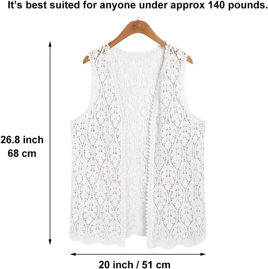 Women's Sleeveless Open Front Cardigan Vest Lightweight Cool Crochet Cardigans for Women