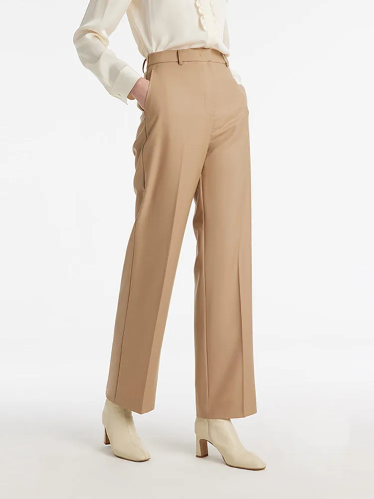 Worsted Wool Straight Women Pants