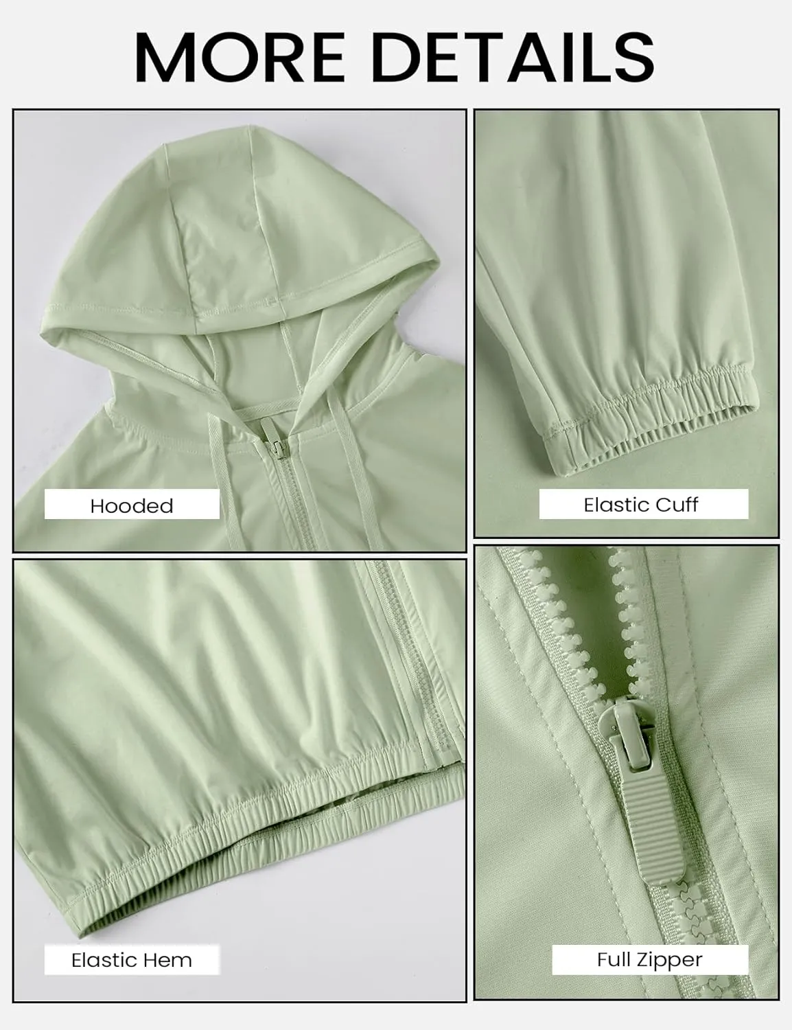 Wyeysyt Women's UPF 50  UV Sun Protection Cropped Jackets Athletic Running Workout Zip Up Hoodie Outdoor Jackets