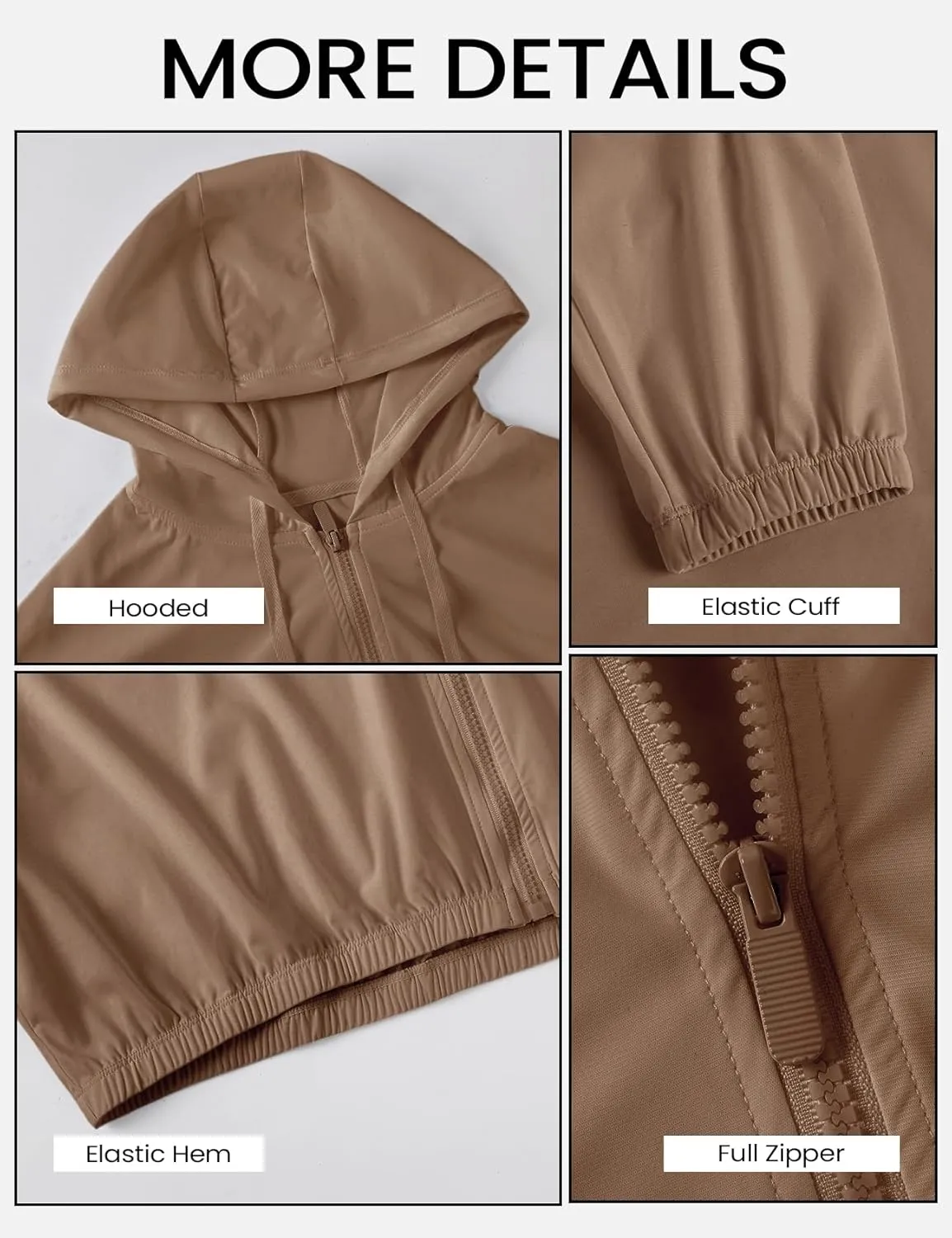 Wyeysyt Women's UPF 50  UV Sun Protection Cropped Jackets Athletic Running Workout Zip Up Hoodie Outdoor Jackets
