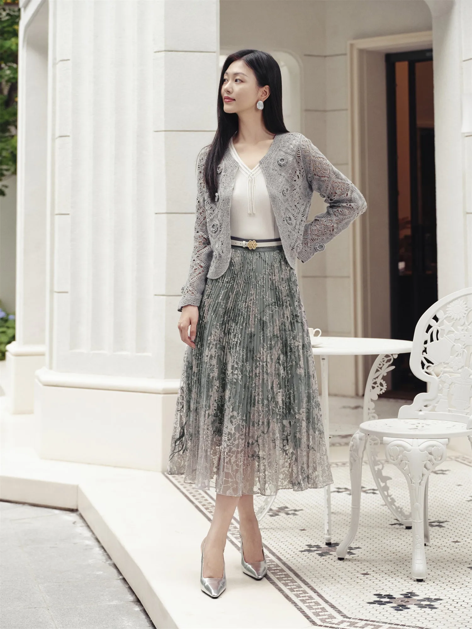 YAYING Water-Soluble Lace Knit Cardigan