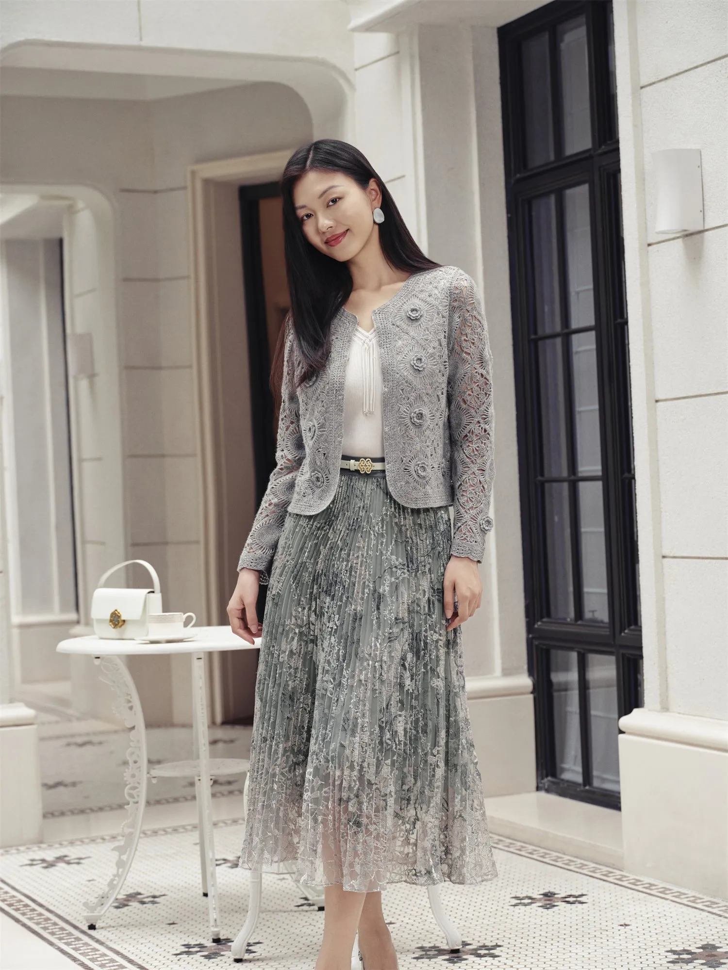 YAYING Water-Soluble Lace Knit Cardigan