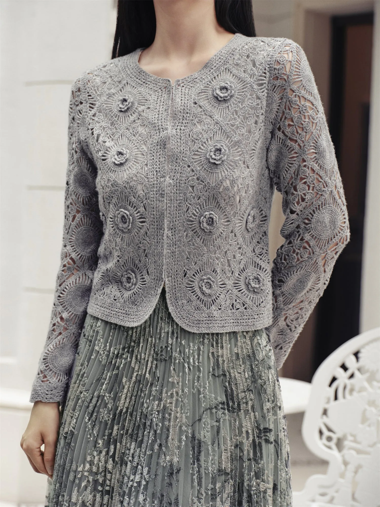 YAYING Water-Soluble Lace Knit Cardigan