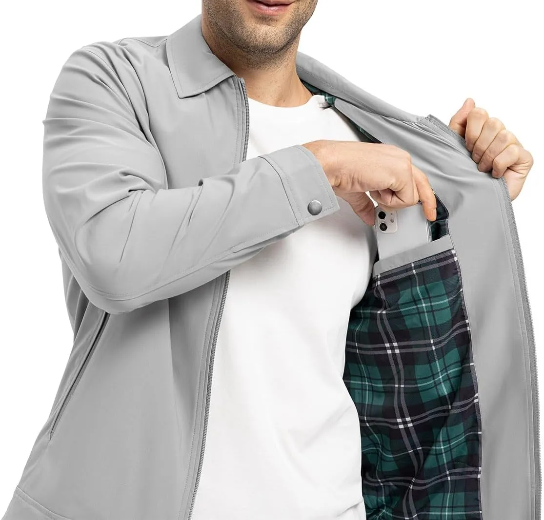 YSENTO Men's Light Jackets Lightweight Bomber Jackets Collared Work Golf Windbreakers with Zip Pockets