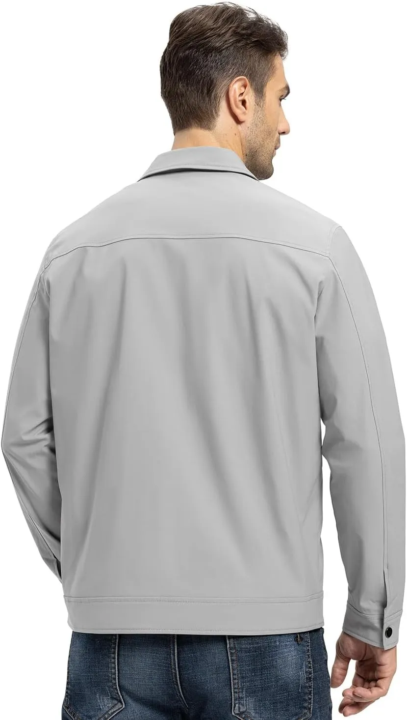 YSENTO Men's Light Jackets Lightweight Bomber Jackets Collared Work Golf Windbreakers with Zip Pockets